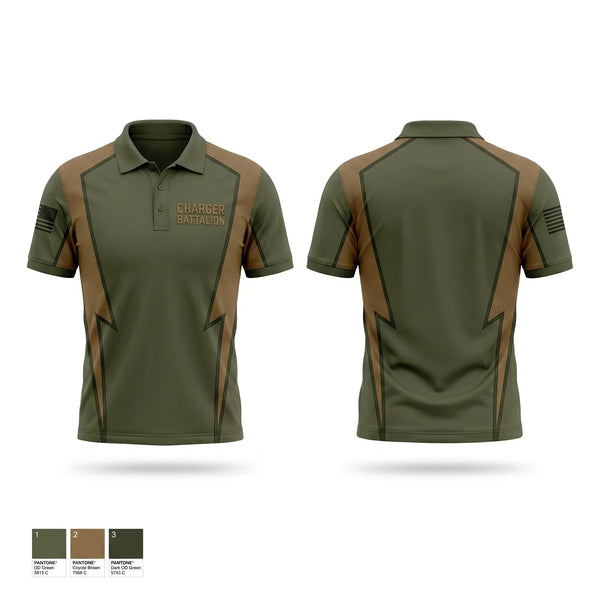 Short Sleeve Performance Polo, Charger Battalion, Army, Teamtime, Team time, sublimation, custom sports apparel, team uniforms, spirit wear, spiritwear, sports uniforms, custom shirts, team store, custom team store, fundraiser sports, apparel fundraiser