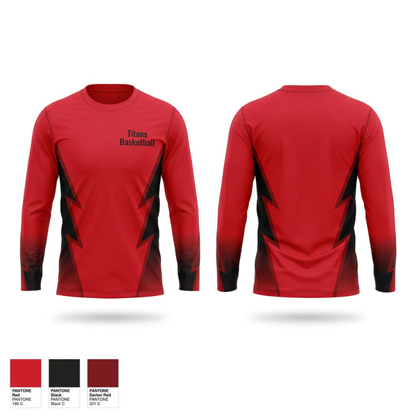 Long Sleeve Performance Shirt, Titans Basketball, Men's Basketball, Teamtime, Team time, sublimation, custom sports apparel, team uniforms, spirit wear, spiritwear, sports uniforms, custom shirts, team store, custom team store, fundraiser sports, apparel fundraiser