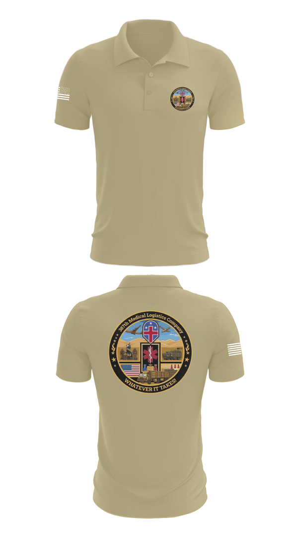 Short Sleeve Performance Polo, 387th Medical Logistics Company, Army, Teamtime, Team time, sublimation, custom sports apparel, team uniforms, spirit wear, spiritwear, sports uniforms, custom shirts, team store, custom team store, fundraiser sports, apparel fundraiser