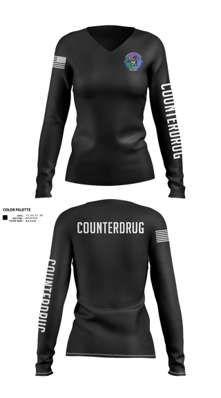 Womens Long Sleeve Vneck Shirt, New York Counterdrug Task Force, Police, Teamtime, Team time, sublimation, custom sports apparel, team uniforms, spirit wear, spiritwear, sports uniforms, custom shirts, team store, custom team store, fundraiser sports, apparel fundraiser