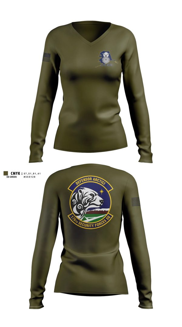 Womens Long Sleeve Vneck Shirt, 176 SFS, National Guard, Teamtime, Team time, sublimation, custom sports apparel, team uniforms, spirit wear, spiritwear, sports uniforms, custom shirts, team store, custom team store, fundraiser sports, apparel fundraiser