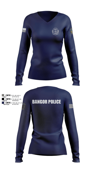 Womens Long Sleeve Vneck Shirt, Bangor PD, Police, Teamtime, Team time, sublimation, custom sports apparel, team uniforms, spirit wear, spiritwear, sports uniforms, custom shirts, team store, custom team store, fundraiser sports, apparel fundraiser