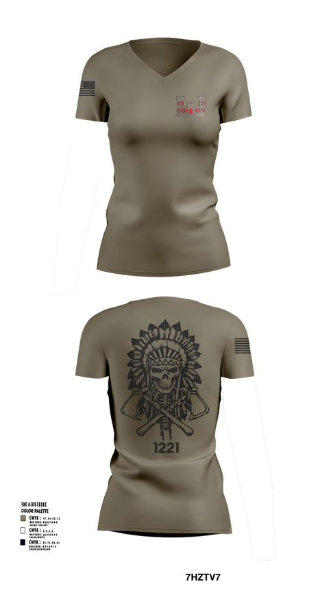 Womens Short Sleeve Vneck Shirt, 1221st Route Clearance Co., National Guard, Teamtime, Team time, sublimation, custom sports apparel, team uniforms, spirit wear, spiritwear, sports uniforms, custom shirts, team store, custom team store, fundraiser sports, apparel fundraiser