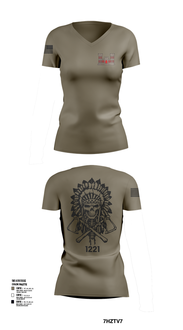 Womens Short Sleeve Vneck Shirt, 1221st Route Clearance Co., National Guard, Teamtime, Team time, sublimation, custom sports apparel, team uniforms, spirit wear, spiritwear, sports uniforms, custom shirts, team store, custom team store, fundraiser sports, apparel fundraiser