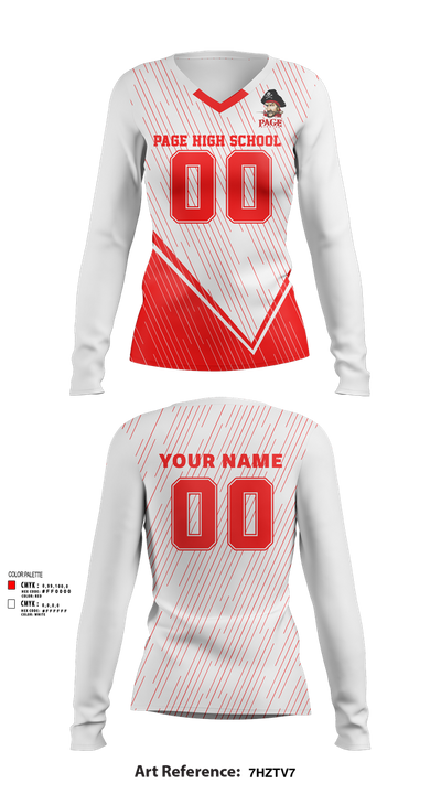 Page High School Volleyball 46442343 Women's Long Sleeve V-neck Shirt - 42