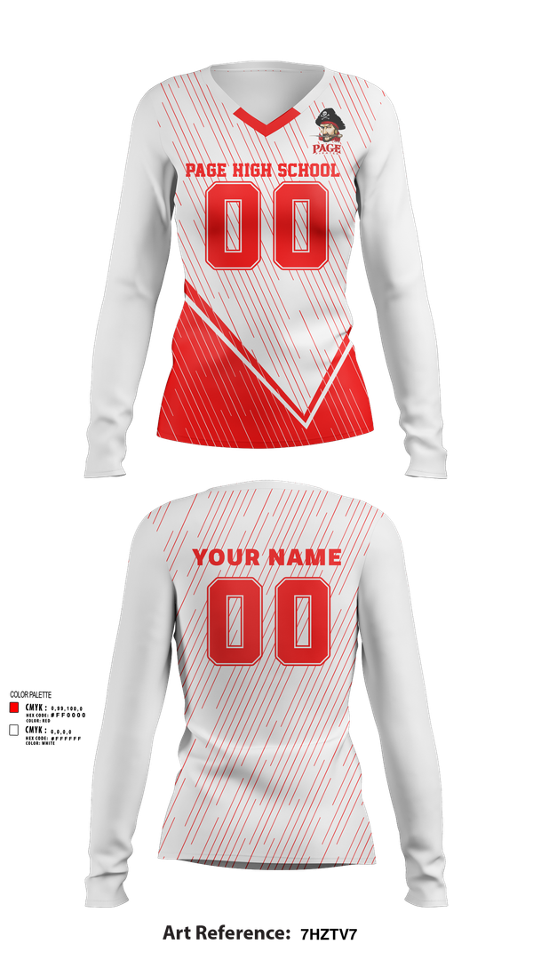 Womens Long Sleeve Vneck Shirt, Page High School Volleyball, Women's Volleyball, Teamtime, Team time, sublimation, custom sports apparel, team uniforms, spirit wear, spiritwear, sports uniforms, custom shirts, team store, custom team store, fundraiser sports, apparel fundraiser