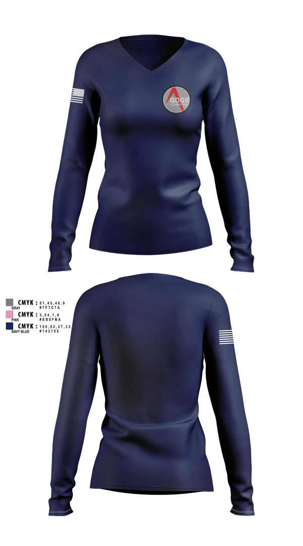 Womens Long Sleeve Vneck Shirt, Agoge Combatives, , Teamtime, Team time, sublimation, custom sports apparel, team uniforms, spirit wear, spiritwear, sports uniforms, custom shirts, team store, custom team store, fundraiser sports, apparel fundraiser