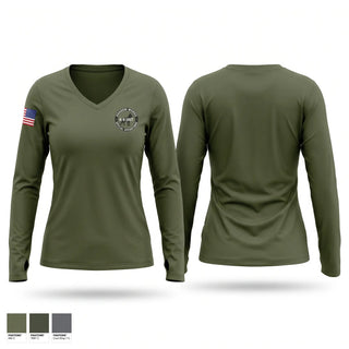 Womens Long Sleeve Vneck Shirt, ShadowWorks, Police, Teamtime, Team time, sublimation, custom sports apparel, team uniforms, spirit wear, spiritwear, sports uniforms, custom shirts, team store, custom team store, fundraiser sports, apparel fundraiser