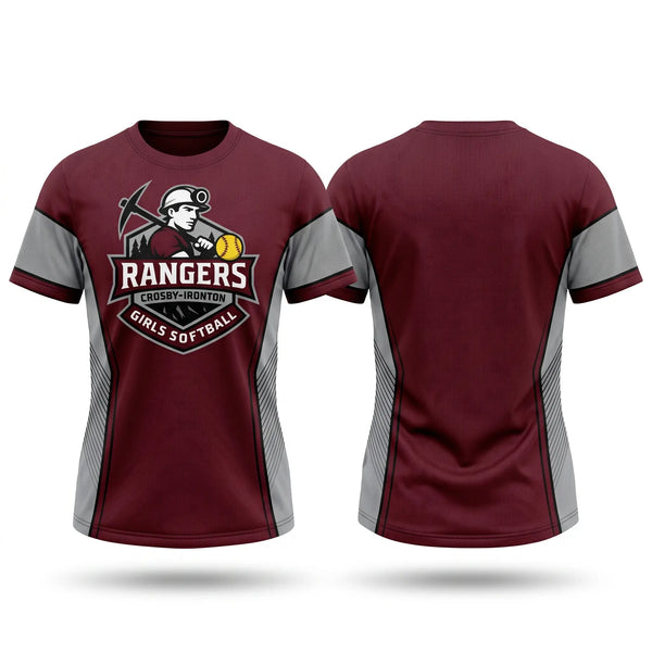 Soft Poly Tee Cotton Like Feel, Crosby-Ironton Rangers, Softball, Teamtime, Team time, sublimation, custom sports apparel, team uniforms, spirit wear, spiritwear, sports uniforms, custom shirts, team store, custom team store, fundraiser sports, apparel fundraiser