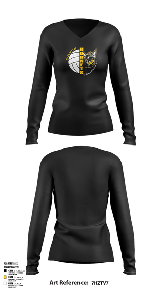 Womens Long Sleeve Vneck Shirt, Fulton Hornets Volleyball, Women's Volleyball, Teamtime, Team time, sublimation, custom sports apparel, team uniforms, spirit wear, spiritwear, sports uniforms, custom shirts, team store, custom team store, fundraiser sports, apparel fundraiser