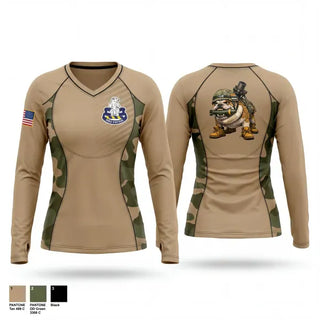 Womens Long Sleeve Vneck Shirt, C-co 4-31 INF Mortar Section, Army, Teamtime, Team time, sublimation, custom sports apparel, team uniforms, spirit wear, spiritwear, sports uniforms, custom shirts, team store, custom team store, fundraiser sports, apparel fundraiser