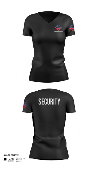 Womens Short Sleeve Vneck Shirt, Sahara Global Security, Fire Department, Teamtime, Team time, sublimation, custom sports apparel, team uniforms, spirit wear, spiritwear, sports uniforms, custom shirts, team store, custom team store, fundraiser sports, apparel fundraiser