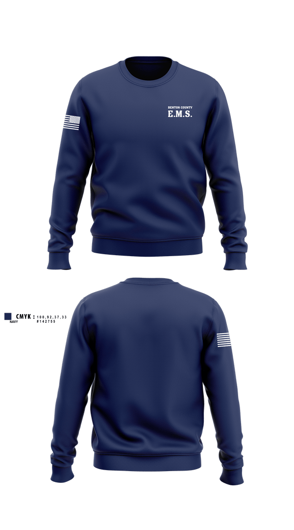 Crew Neck Sweatshirt, Benton County E.M.S., EMS/EMT, Teamtime, Team time, sublimation, custom sports apparel, team uniforms, spirit wear, spiritwear, sports uniforms, custom shirts, team store, custom team store, fundraiser sports, apparel fundraiser