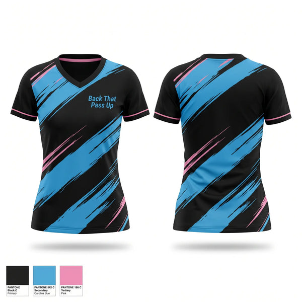 Womens Short Sleeve Vneck Shirt, Back That Pass Up, Men's Volleyball, Teamtime, Team time, sublimation, custom sports apparel, team uniforms, spirit wear, spiritwear, sports uniforms, custom shirts, team store, custom team store, fundraiser sports, apparel fundraiser