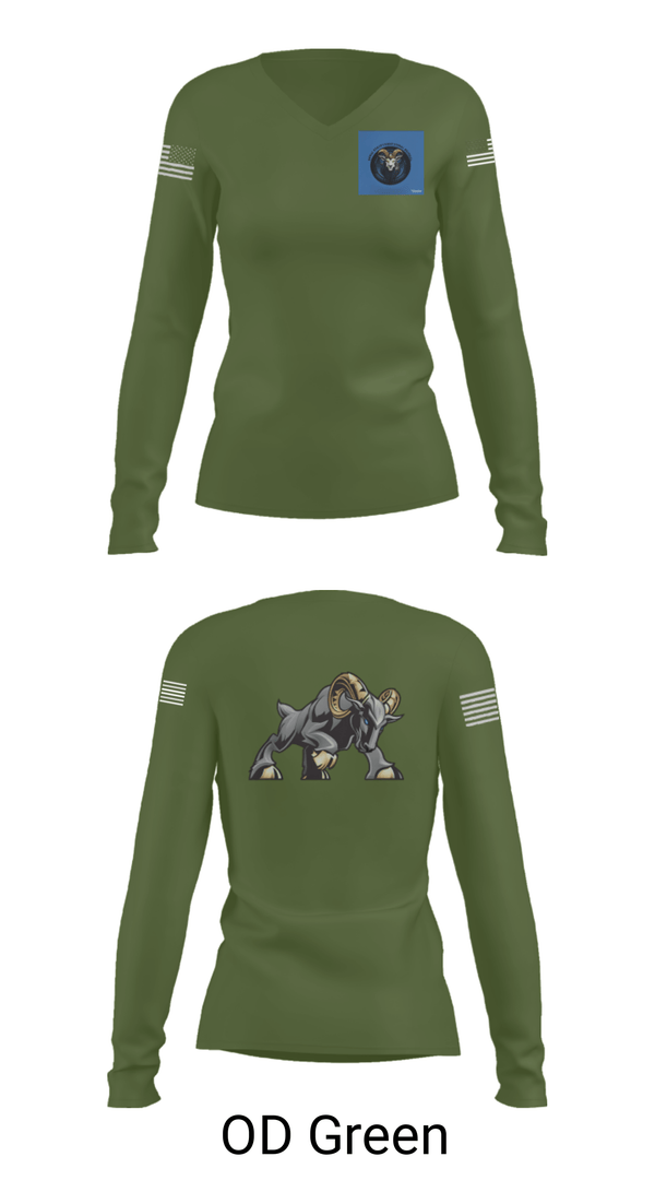 Women's Long Sleeve Vneck Shirt, , Army, Teamtime, Team time, sublimation, custom sports apparel, team uniforms, spirit wear, spiritwear, sports uniforms, custom shirts, team store, custom team store, fundraiser sports, apparel fundraiser