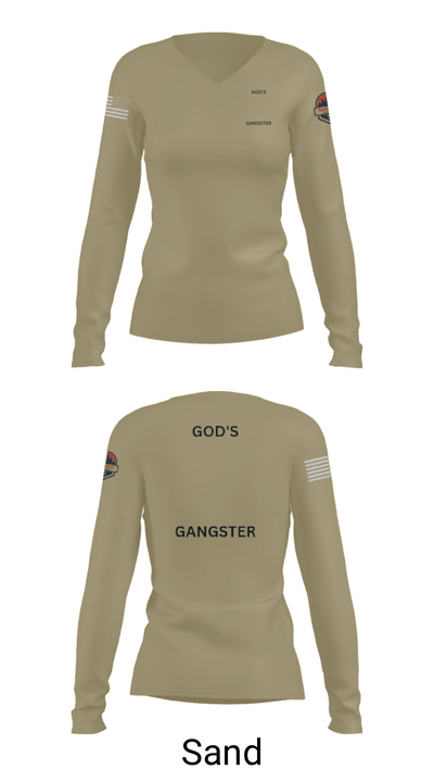 GOD'S GANGSTER 5799202 Women's Long Sleeve V-neck Shirt - 47
