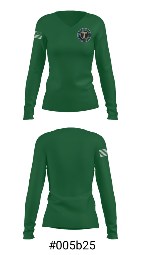 Women's Long Sleeve Vneck Shirt, Taylor Career And Technical Center, Spirit Store, Teamtime, Team time, sublimation, custom sports apparel, team uniforms, spirit wear, spiritwear, sports uniforms, custom shirts, team store, custom team store, fundraiser sports, apparel fundraiser
