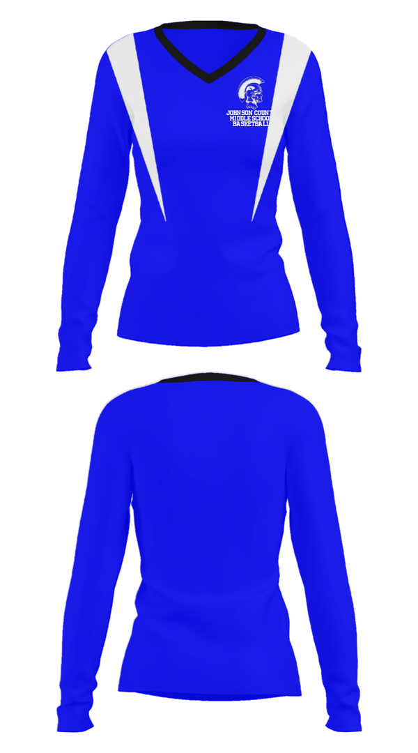 Women's Long Sleeve Vneck Shirt, Johnson County Middle School Basketball, Women's Basketball, Teamtime, Team time, sublimation, custom sports apparel, team uniforms, spirit wear, spiritwear, sports uniforms, custom shirts, team store, custom team store, fundraiser sports, apparel fundraiser