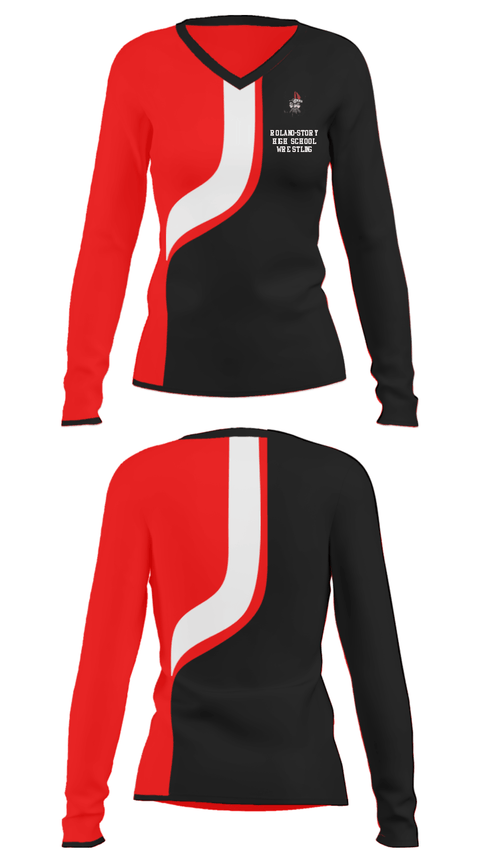 Women's Long Sleeve Vneck Shirt, Roland-Story High School Wrestling, Wrestling, Teamtime, Team time, sublimation, custom sports apparel, team uniforms, spirit wear, spiritwear, sports uniforms, custom shirts, team store, custom team store, fundraiser sports, apparel fundraiser