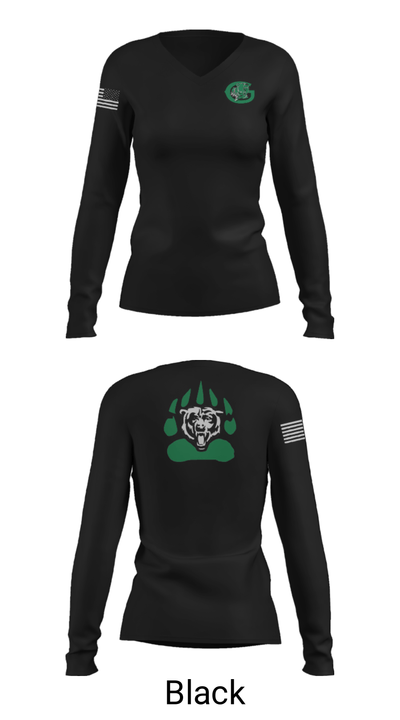 Gold-Burg High School Basketball 79044371 Women's Long Sleeve V-neck Shirt - 13