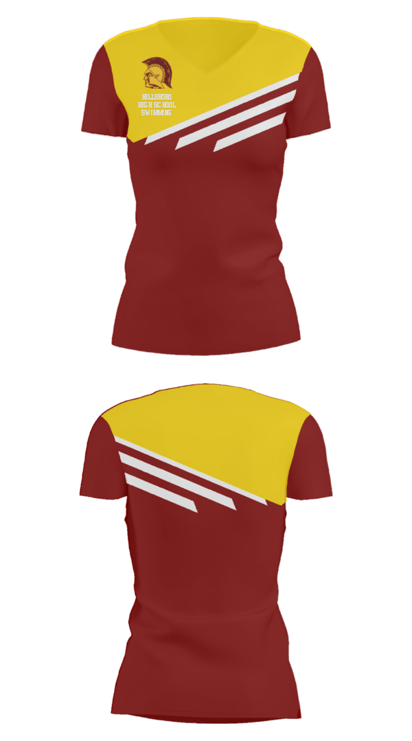 Women's Short Sleeve Vneck Shirt, Hillsboro High School Swimming, Swimming, Teamtime, Team time, sublimation, custom sports apparel, team uniforms, spirit wear, spiritwear, sports uniforms, custom shirts, team store, custom team store, fundraiser sports, apparel fundraiser