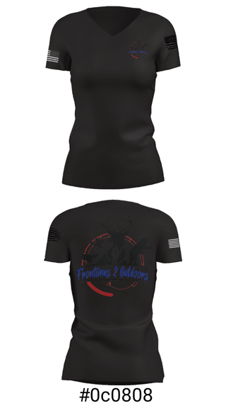 Women's Short Sleeve Vneck Shirt, Frontlines 2 Outdoors (F2O), , Teamtime, Team time, sublimation, custom sports apparel, team uniforms, spirit wear, spiritwear, sports uniforms, custom shirts, team store, custom team store, fundraiser sports, apparel fundraiser