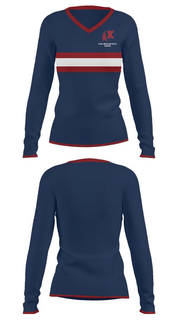 Women's Long Sleeve Vneck Shirt, Roy C Ketcham High School, Spirit Store, Teamtime, Team time, sublimation, custom sports apparel, team uniforms, spirit wear, spiritwear, sports uniforms, custom shirts, team store, custom team store, fundraiser sports, apparel fundraiser