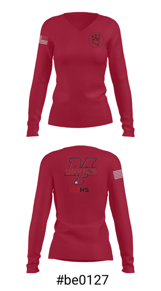 Women's Long Sleeve Vneck Shirt, Marion Franklin lady Red Devils, Women's Basketball, Teamtime, Team time, sublimation, custom sports apparel, team uniforms, spirit wear, spiritwear, sports uniforms, custom shirts, team store, custom team store, fundraiser sports, apparel fundraiser