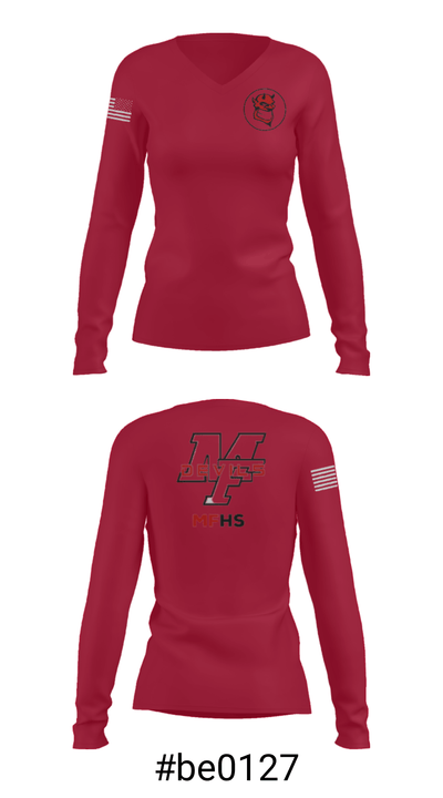 Marion Franklin lady Red Devils 63325407 Women's Long Sleeve V-neck Shirt - 20