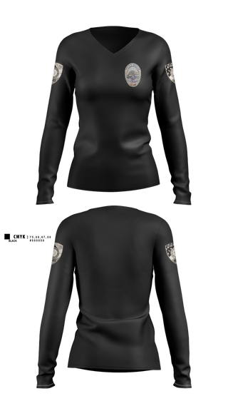 Womens Long Sleeve Vneck Shirt, Ridgecrest Police Department, Police, Teamtime, Team time, sublimation, custom sports apparel, team uniforms, spirit wear, spiritwear, sports uniforms, custom shirts, team store, custom team store, fundraiser sports, apparel fundraiser