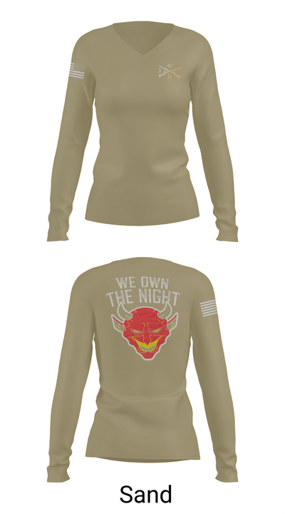 D Co 3-47 Cadre Women's Long Sleeve V-neck Shirt - 97