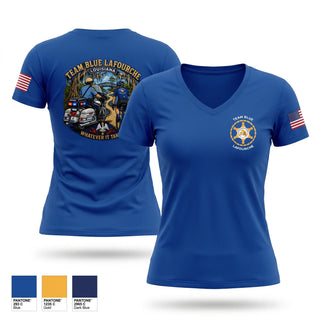 Womens Short Sleeve Vneck Shirt, Team Blue Lafourche, Police, Teamtime, Team time, sublimation, custom sports apparel, team uniforms, spirit wear, spiritwear, sports uniforms, custom shirts, team store, custom team store, fundraiser sports, apparel fundraiser