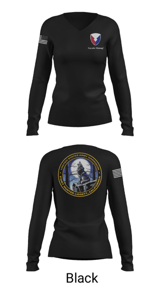 Women's Long Sleeve Vneck Shirt, USAG Fort Hunter Liggett, Army, Teamtime, Team time, sublimation, custom sports apparel, team uniforms, spirit wear, spiritwear, sports uniforms, custom shirts, team store, custom team store, fundraiser sports, apparel fundraiser