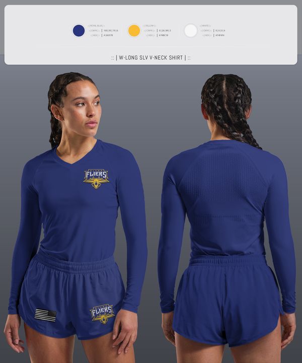 Womens Long Sleeve Vneck Shirt, Clyde Fliers, Golf, Teamtime, Team time, sublimation, custom sports apparel, team uniforms, spirit wear, spiritwear, sports uniforms, custom shirts, team store, custom team store, fundraiser sports, apparel fundraiser