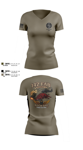 Womens Short Sleeve Vneck Shirt, 142nd, Army, Teamtime, Team time, sublimation, custom sports apparel, team uniforms, spirit wear, spiritwear, sports uniforms, custom shirts, team store, custom team store, fundraiser sports, apparel fundraiser