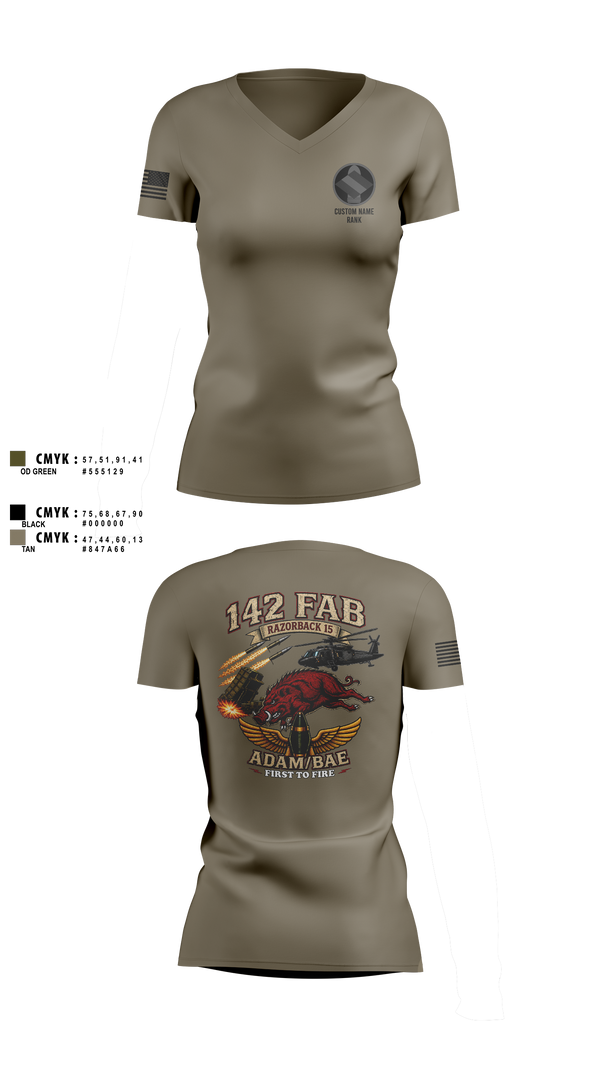 Womens Short Sleeve Vneck Shirt, 142nd, Army, Teamtime, Team time, sublimation, custom sports apparel, team uniforms, spirit wear, spiritwear, sports uniforms, custom shirts, team store, custom team store, fundraiser sports, apparel fundraiser