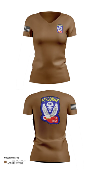 Womens Short Sleeve Vneck Shirt, 1st Battalion 503rd Infantry Regiment, , Teamtime, Team time, sublimation, custom sports apparel, team uniforms, spirit wear, spiritwear, sports uniforms, custom shirts, team store, custom team store, fundraiser sports, apparel fundraiser