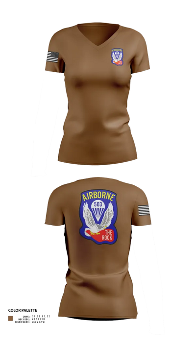 1st Battalion 503rd Infantry Regiment 53542236 Women's Short Sleeve V-neck Shirt - 21