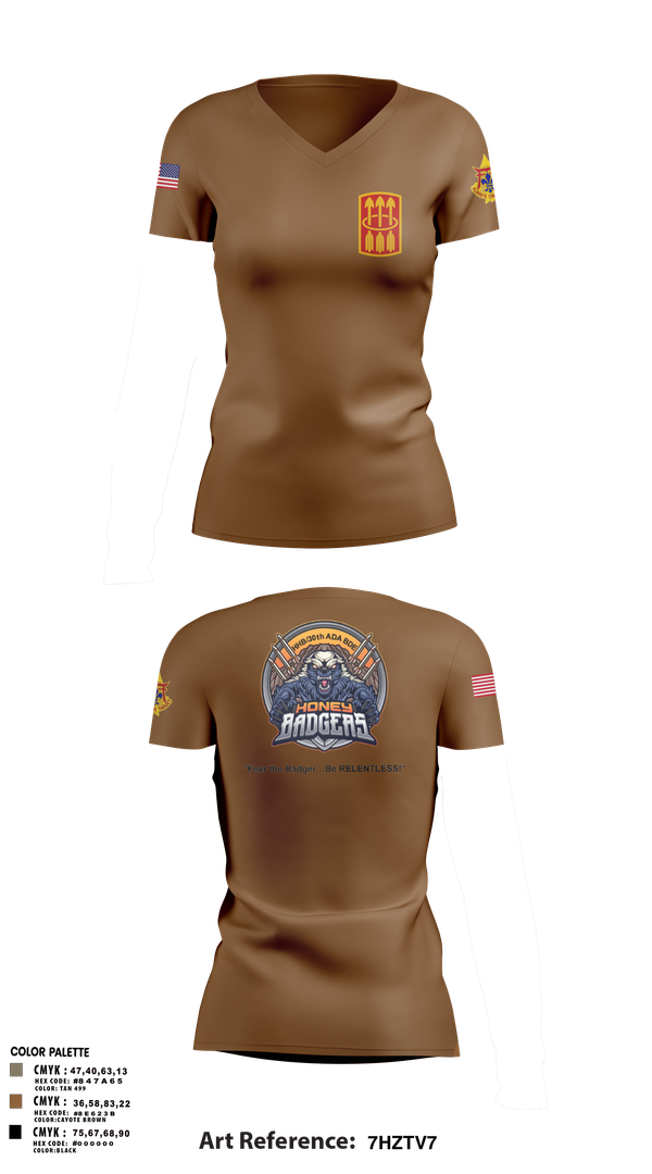 Womens Short Sleeve Vneck Shirt, Honey Badgers / 30X, Army, Teamtime, Team time, sublimation, custom sports apparel, team uniforms, spirit wear, spiritwear, sports uniforms, custom shirts, team store, custom team store, fundraiser sports, apparel fundraiser