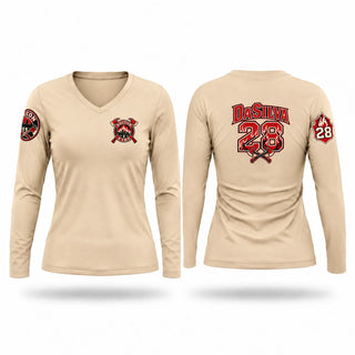 Womens Long Sleeve Vneck Shirt, Boston Fire Department, Fire Department, Teamtime, Team time, sublimation, custom sports apparel, team uniforms, spirit wear, spiritwear, sports uniforms, custom shirts, team store, custom team store, fundraiser sports, apparel fundraiser