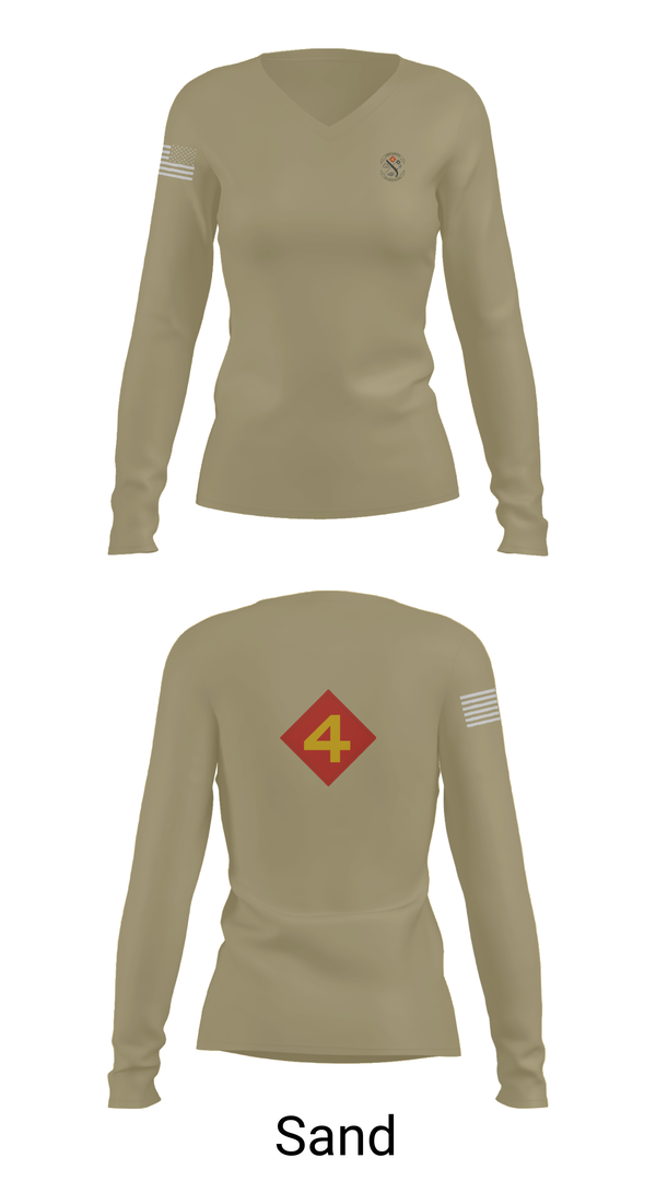 Womens Long Sleeve Vneck Shirt, 14th Marine regiment 4th Marine corps division, , Teamtime, Team time, sublimation, custom sports apparel, team uniforms, spirit wear, spiritwear, sports uniforms, custom shirts, team store, custom team store, fundraiser sports, apparel fundraiser