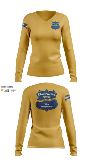 Womens Long Sleeve Vneck Shirt, Choir Practice Podcast, Police, Teamtime, Team time, sublimation, custom sports apparel, team uniforms, spirit wear, spiritwear, sports uniforms, custom shirts, team store, custom team store, fundraiser sports, apparel fundraiser