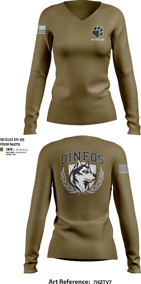 Womens Long Sleeve Vneck Shirt, DINFOS (Defense Information School), Army, Teamtime, Team time, sublimation, custom sports apparel, team uniforms, spirit wear, spiritwear, sports uniforms, custom shirts, team store, custom team store, fundraiser sports, apparel fundraiser