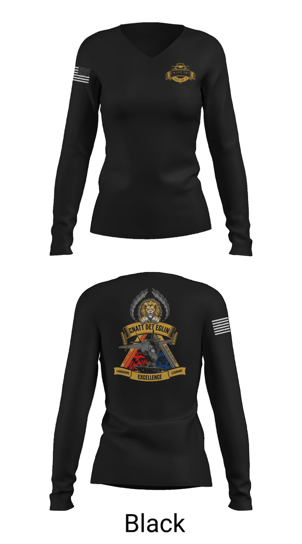 Womens Long Sleeve Vneck Shirt, CNATT Det Eglin, Navy, Teamtime, Team time, sublimation, custom sports apparel, team uniforms, spirit wear, spiritwear, sports uniforms, custom shirts, team store, custom team store, fundraiser sports, apparel fundraiser