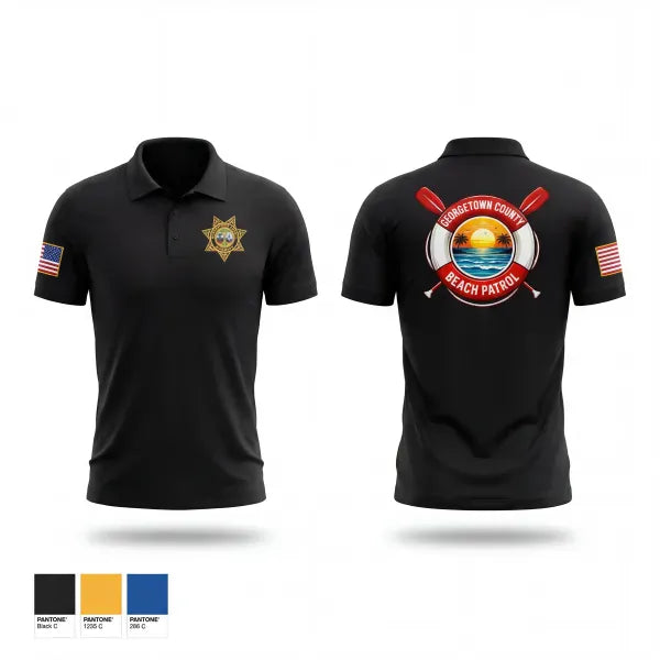 Short Sleeve Performance Polo, Georgetown County Beach Patrol, Police, Teamtime, Team time, sublimation, custom sports apparel, team uniforms, spirit wear, spiritwear, sports uniforms, custom shirts, team store, custom team store, fundraiser sports, apparel fundraiser