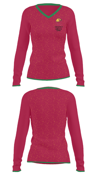 Women's Long Sleeve Vneck Shirt, Alliance Virgil Roberts Leadership Academy, Spirit Store, Teamtime, Team time, sublimation, custom sports apparel, team uniforms, spirit wear, spiritwear, sports uniforms, custom shirts, team store, custom team store, fundraiser sports, apparel fundraiser