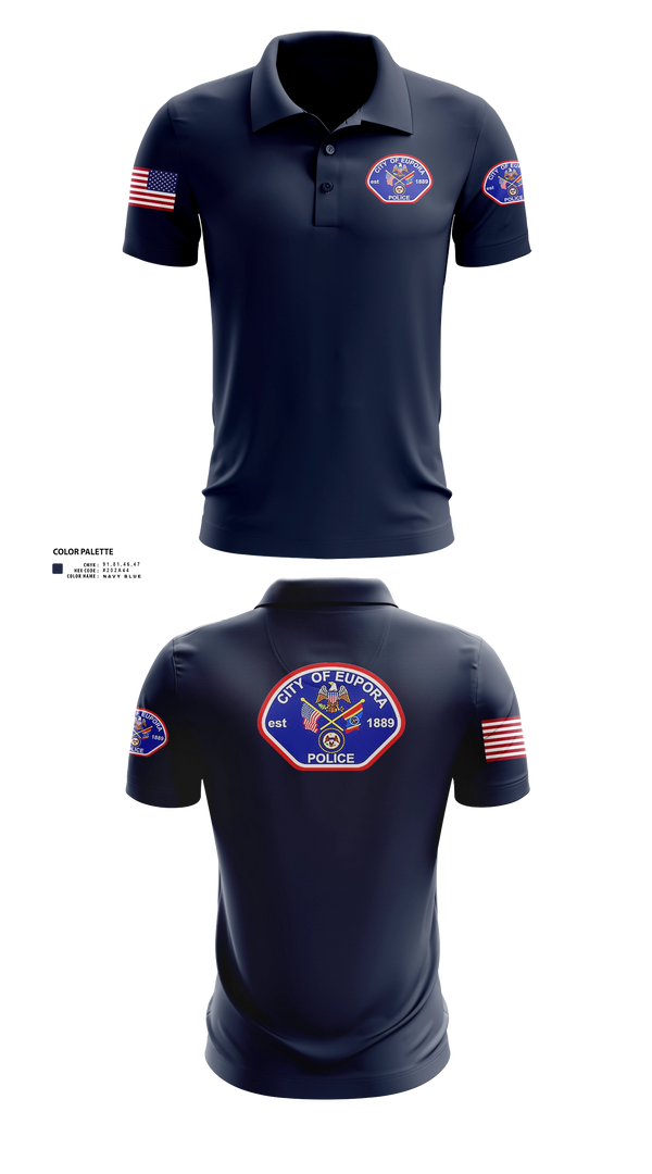 Short Sleeve Performance Polo, EUPORA POLICE DEPARTMENT, Police, Teamtime, Team time, sublimation, custom sports apparel, team uniforms, spirit wear, spiritwear, sports uniforms, custom shirts, team store, custom team store, fundraiser sports, apparel fundraiser