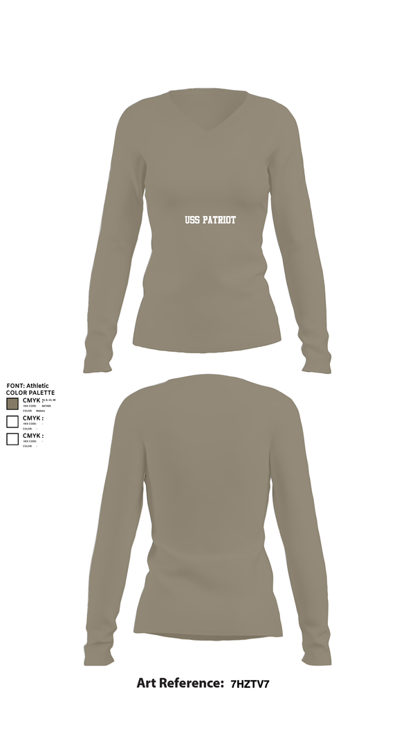 Womens Long Sleeve Vneck Shirt, USS PATRIOT, Navy, Teamtime, Team time, sublimation, custom sports apparel, team uniforms, spirit wear, spiritwear, sports uniforms, custom shirts, team store, custom team store, fundraiser sports, apparel fundraiser