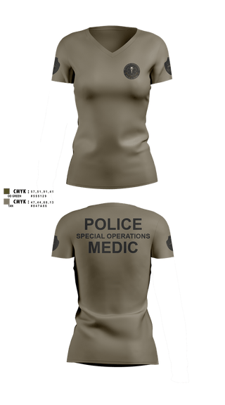 Womens Short Sleeve Vneck Shirt, Muscogee Nation Police Tactical Medical team, Police, Teamtime, Team time, sublimation, custom sports apparel, team uniforms, spirit wear, spiritwear, sports uniforms, custom shirts, team store, custom team store, fundraiser sports, apparel fundraiser