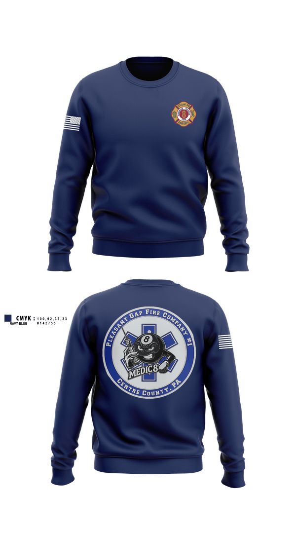 Crew Neck Sweatshirt, Pleasant Gap Fire Company, EMS/EMT, Teamtime, Team time, sublimation, custom sports apparel, team uniforms, spirit wear, spiritwear, sports uniforms, custom shirts, team store, custom team store, fundraiser sports, apparel fundraiser